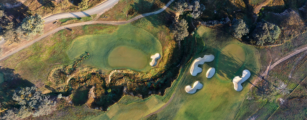 Cathedral-hero-cat-3 Cathedral golf course birds eye view with bunkers and greens