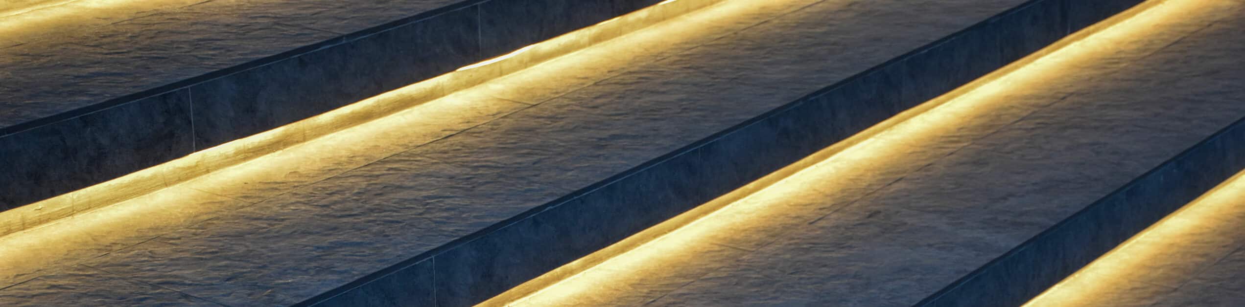 Stone steps with LED strip underlighting