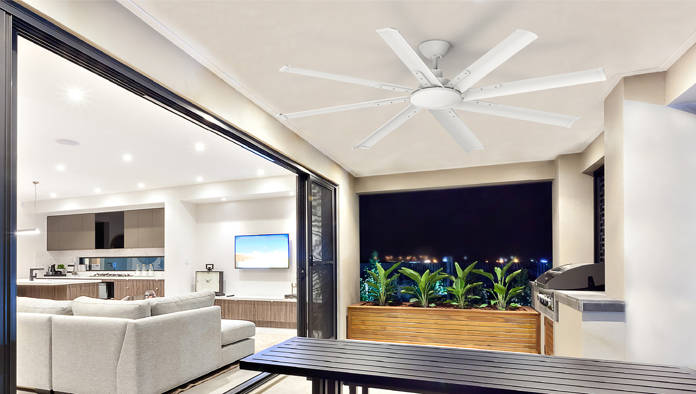 Atom Mooloolah ceiling fan in undercover outdoor area